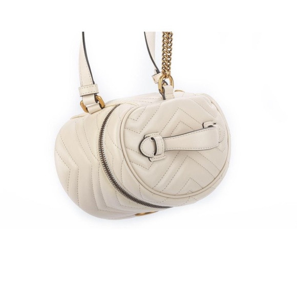 GUCCI Calfskin Matelasse Mini GG Marmont Round Backpack - Picture 11 of 16